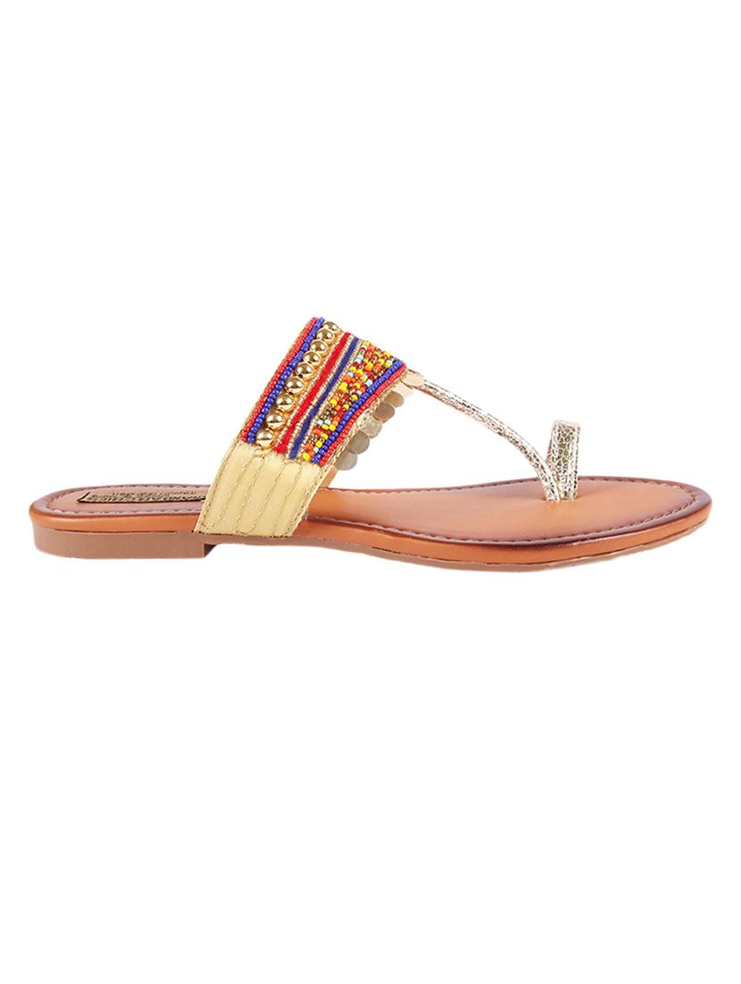 multi colored one toe kolhapuri - 13448254 - Zoom Image - 2
