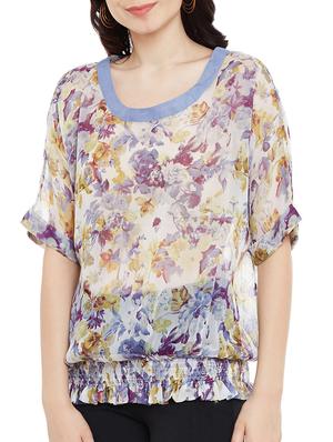 white printed blouson top - 13458760 - Standard Image - 2