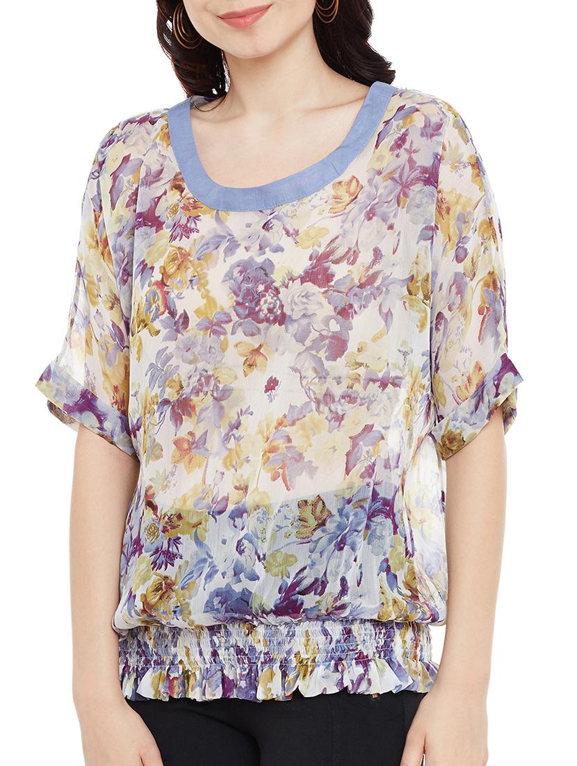 white printed blouson top - 13458760 - Zoom Image - 2