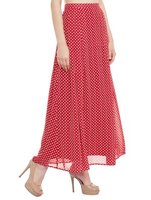 red side pleated maxi skirt - 13458827 - Standard Image - 2