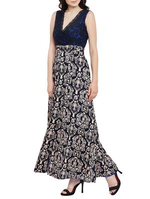 navy blue viscose maxi dress - 13458834 - Standard Image - 2