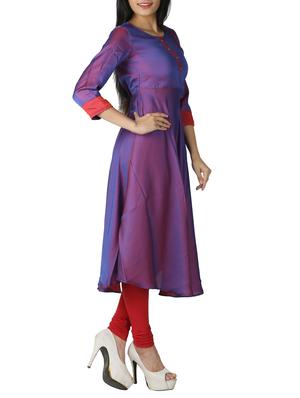 magenta silk flared kurta - 13463711 - Standard Image - 2