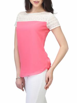 curved hem lace panel top - 13464048 - Standard Image - 2