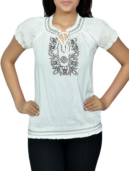 white cotton balloon top - 13466545 - Very Small Image - 1