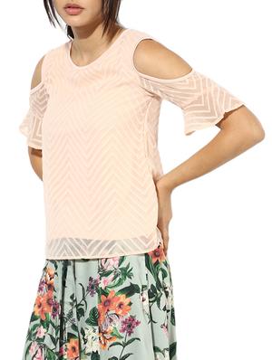 cold shoulder embroidered layered top - 13466628 - Standard Image - 2