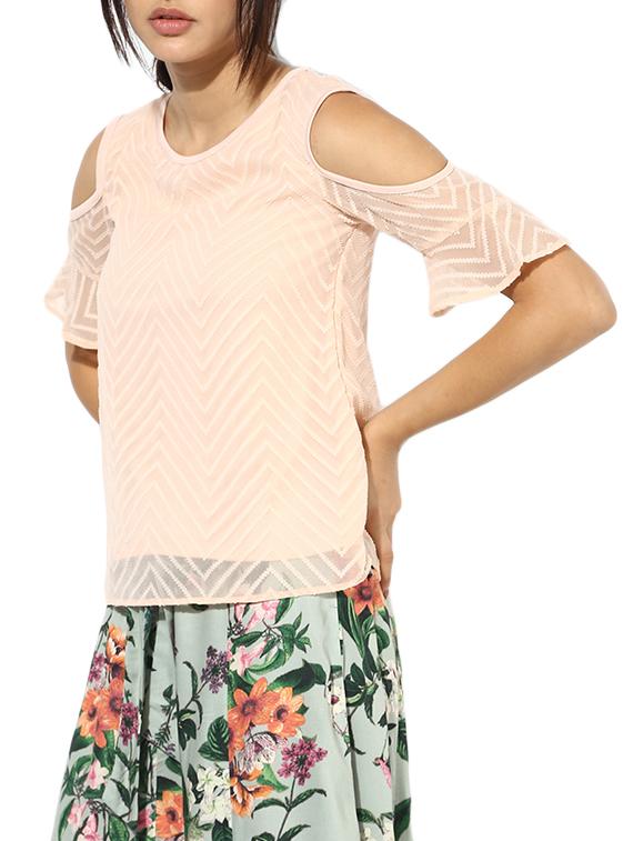cold shoulder embroidered layered top - 13466628 - Zoom Image - 2