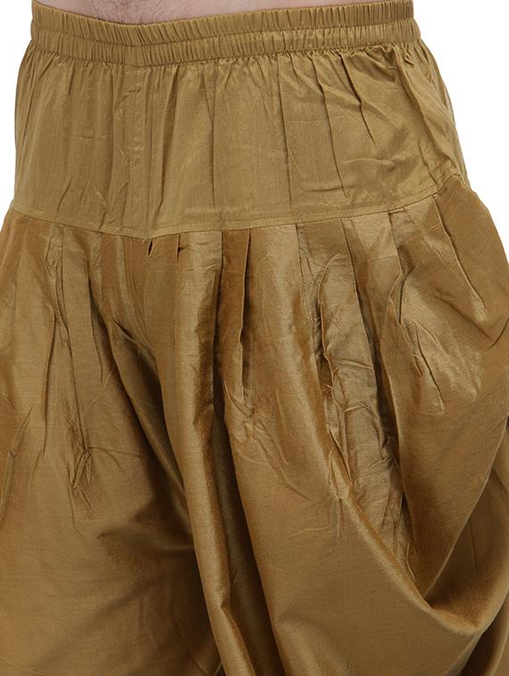 khaki silk blend sherwani ethnic wear set - 13468576 - Zoom Image - 5