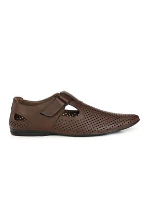 brown leather slip on sandal - 13473950 - Standard Image - 2