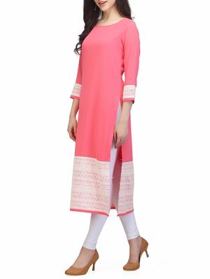 pink georgette straight kurta - 13480115 - Standard Image - 2