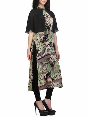 black rayon straight kurta - 13480142 - Standard Image - 2