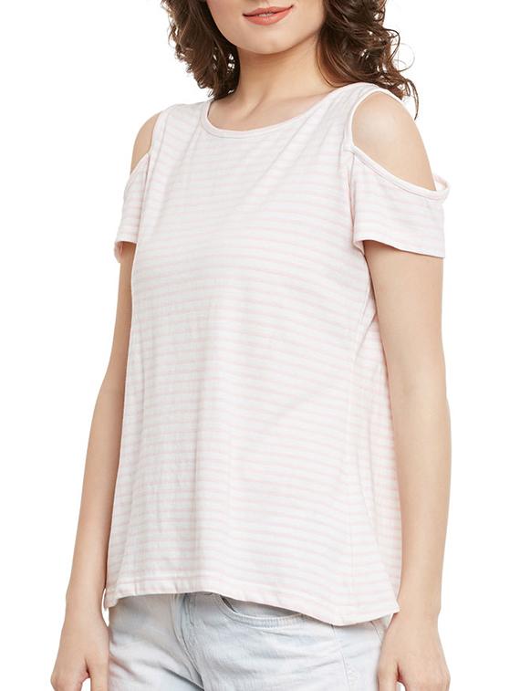 cold shoulder striped top - 13480459 - Zoom Image - 2