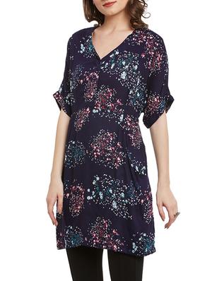navy blue printed rayon tunic - 13480482 - Standard Image - 2