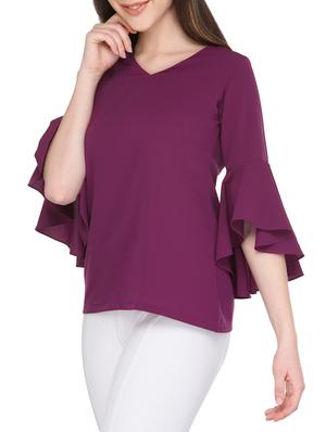 bell sleeved solid top - 13480852 - Standard Image - 2