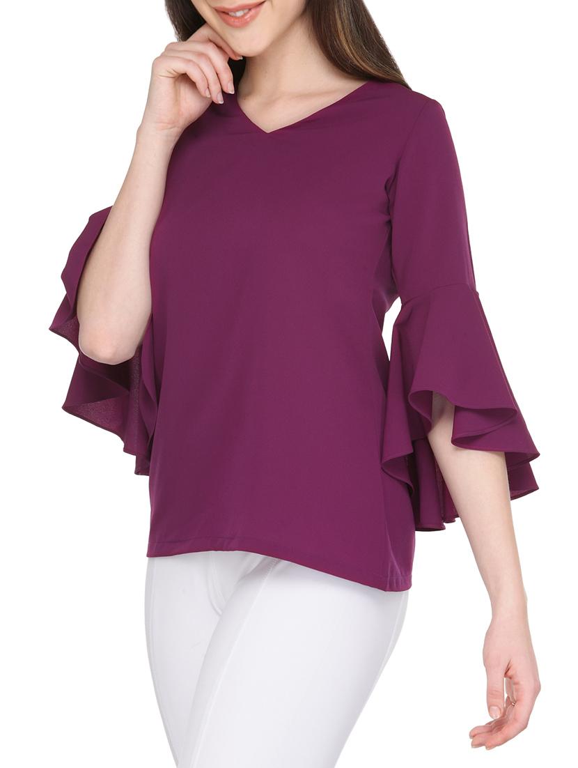 bell sleeved solid top - 13480852 - Zoom Image - 2