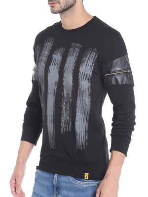 black cotton front print t-shirt - 13482132 - Standard Image - 2