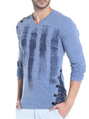 blue cotton front print t-shirt - 13482144 - Standard Image - 2