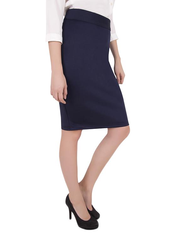 solid navy blue pencil skirt - 13538251 - Zoom Image - 2