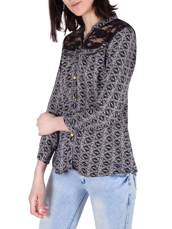 black viscose regular shirt - 13538257 - Zoom Image - 2