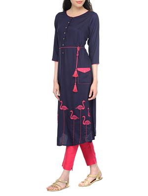 blue rayon a-line kurta - 13549946 - Standard Image - 2