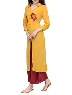 shirt collar embroidered kurta - 13549947 - Standard Image - 2