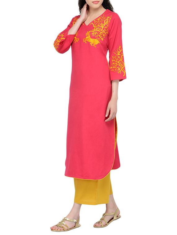 embroidered straight kurta - 13549952 - Zoom Image - 2