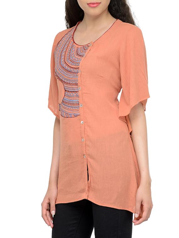 orange crepe regular top - 13552407 - Zoom Image - 2