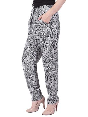 grey printed peg trousers - 13552584 - Standard Image - 2