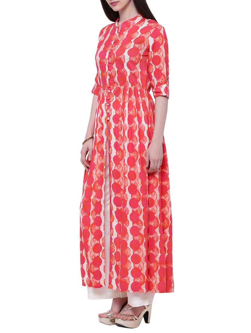 pink viscose high slit kurta - 13552782 - Zoom Image - 2
