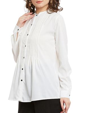 solid white crepe shirt - 13574923 - Standard Image - 2