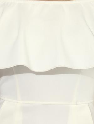 cream off shoulder dress - 13601819 - Standard Image - 5