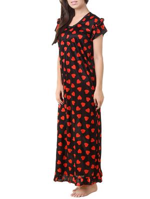 black printed satin gown - 13662677 - Standard Image - 2