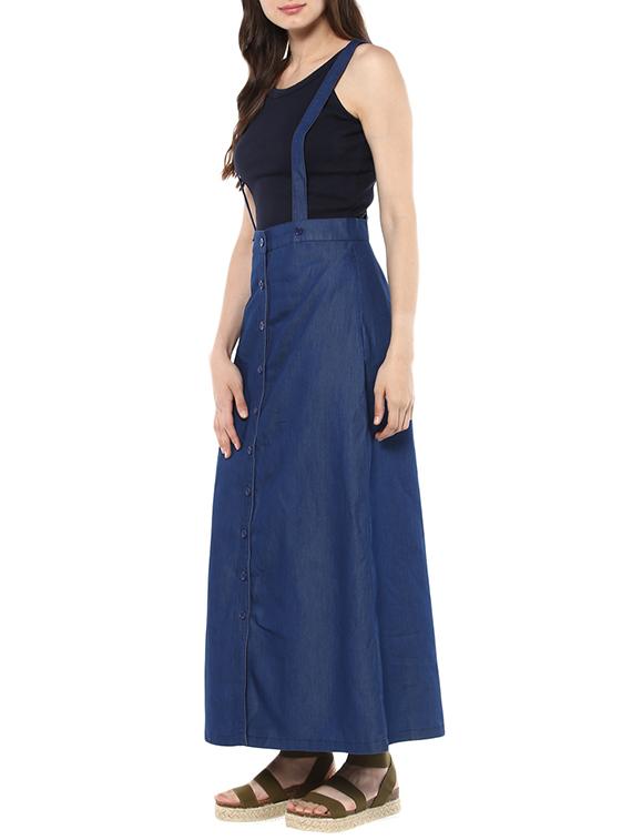 solid blue denim skirt - 13671614 - Zoom Image - 2