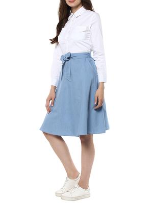 blue denim attached shirt skirt dress - 13671616 - Standard Image - 2