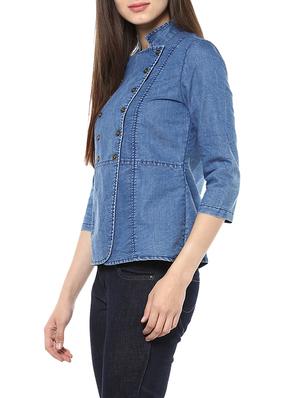 double breasted denim top - 13671650 - Standard Image - 2