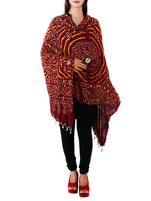 red cotton bandhani dupatta - 13671894 - Standard Image - 1