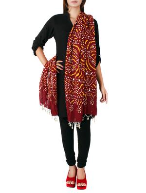 red cotton bandhani dupatta - 13671894 - Standard Image - 2