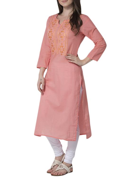 straight embroidered kurta - 13672362 - Zoom Image - 2