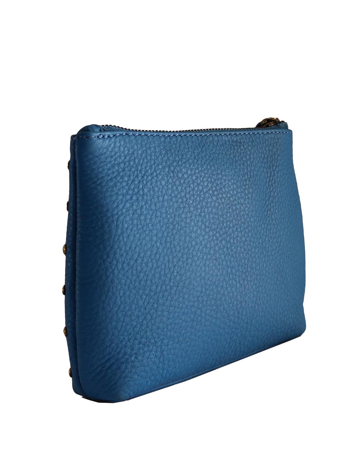 solid blue leather handcrafted clutch - 13678533 - Zoom Image - 2