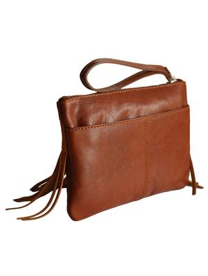 brown tassel trim leather clutch - 13678535 - Standard Image - 2