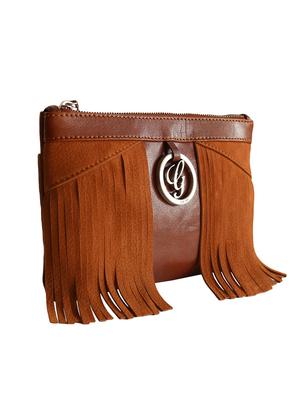 brown tassel trim leather clutch - 13678535 - Standard Image - 5