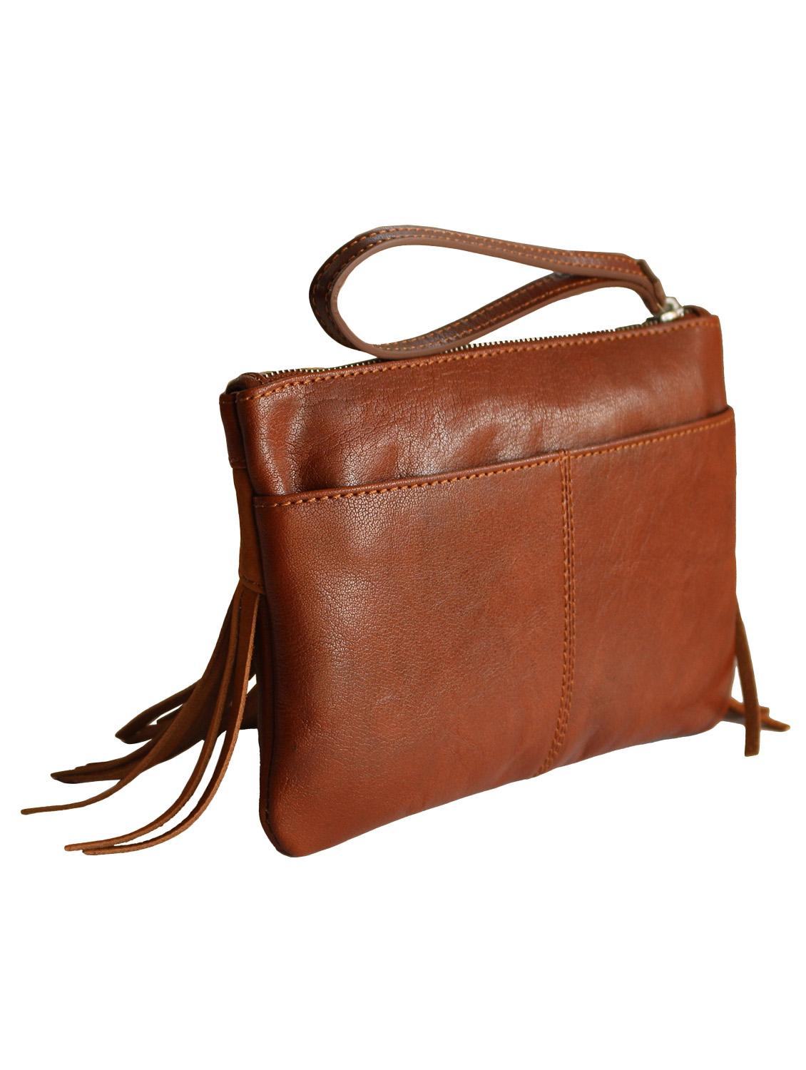 brown tassel trim leather clutch - 13678535 - Zoom Image - 2