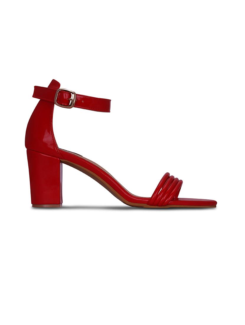 red faux leather ankle strap sandals - 13686746 - Zoom Image - 2
