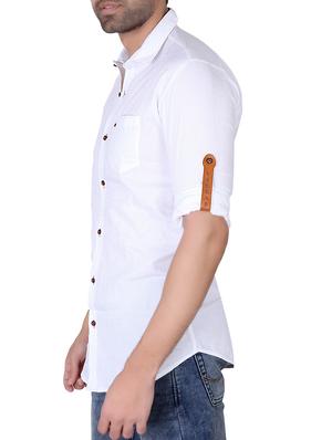 white solid casual shirt - 13693493 - Standard Image - 2