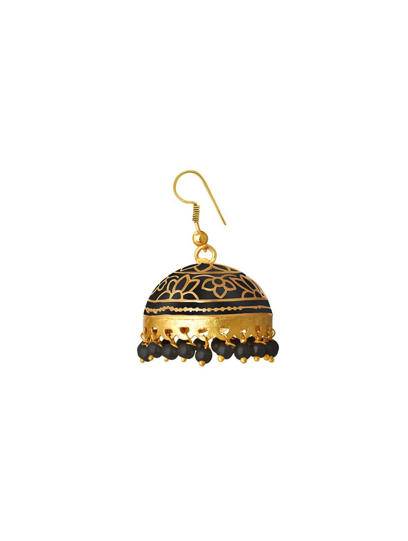 black metal jhumka earrings - 13694092 - Zoom Image - 2