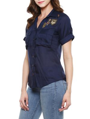 blue viscose regular shirt - 13710312 - Standard Image - 2