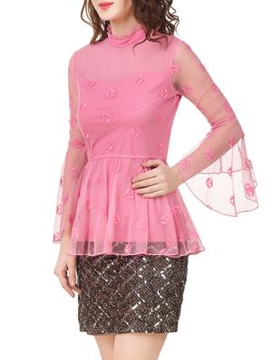 bell sleeved embroidered peplum top - 13714630 - Standard Image - 2