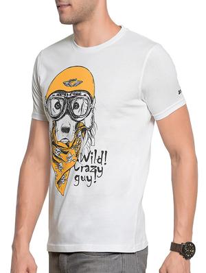 white chest print t-shirt - 13718425 - Standard Image - 2