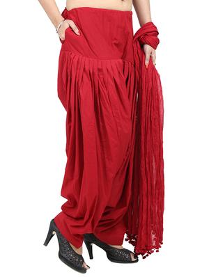 red cotton patiyala salwars - 13726295 - Standard Image - 2