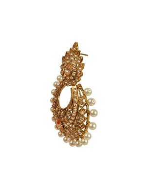 gold metal chandbali earrings - 13729997 - Standard Image - 2