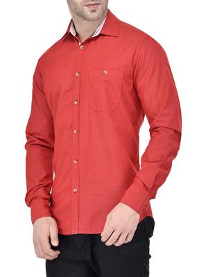 red cotton casual shirt - 13733526 - Standard Image - 2